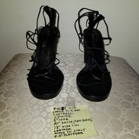 #4025 NIB Kenneth Cole Black Leather Gladiator 7.5 - Picture 6 of 16